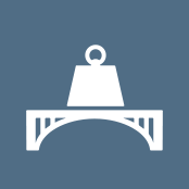 Icon zur Darstellung einer Last, die sich auf einem Brückenbauwerk befindet